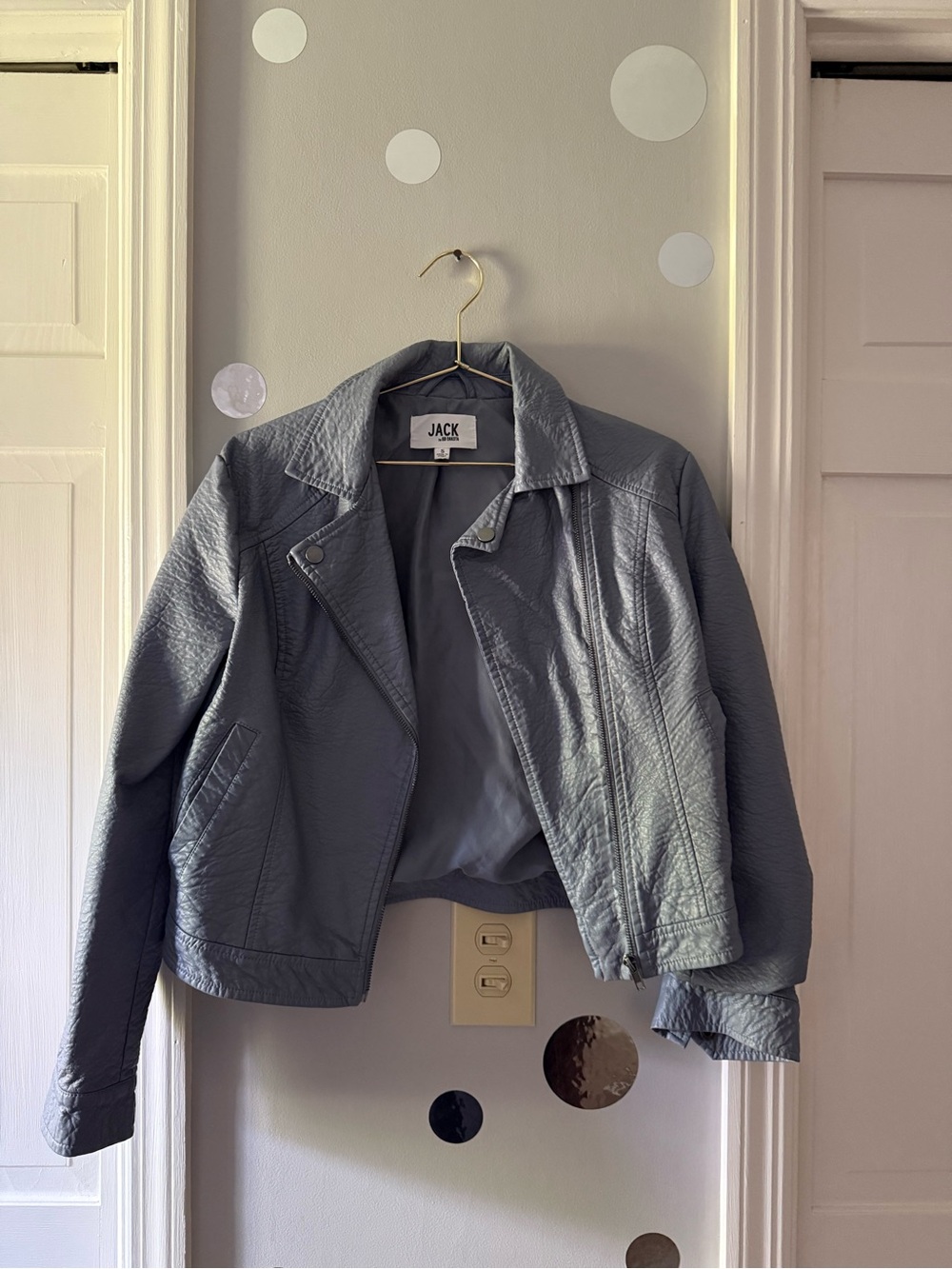 BB Dakota Grey Vegan Leather Moto Jacket